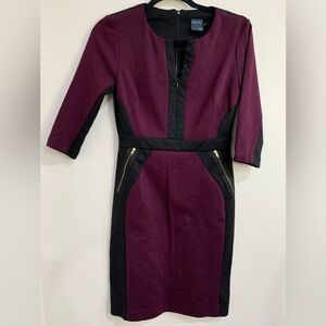 Color Block Burgundy and Black Dress Size 6 Career Office
